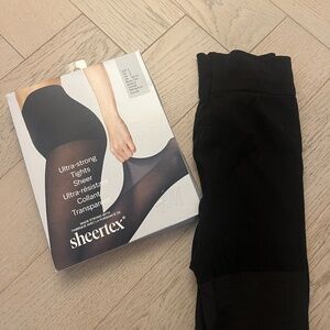 sheertex x h&m ultra strong sheer black tights - size s